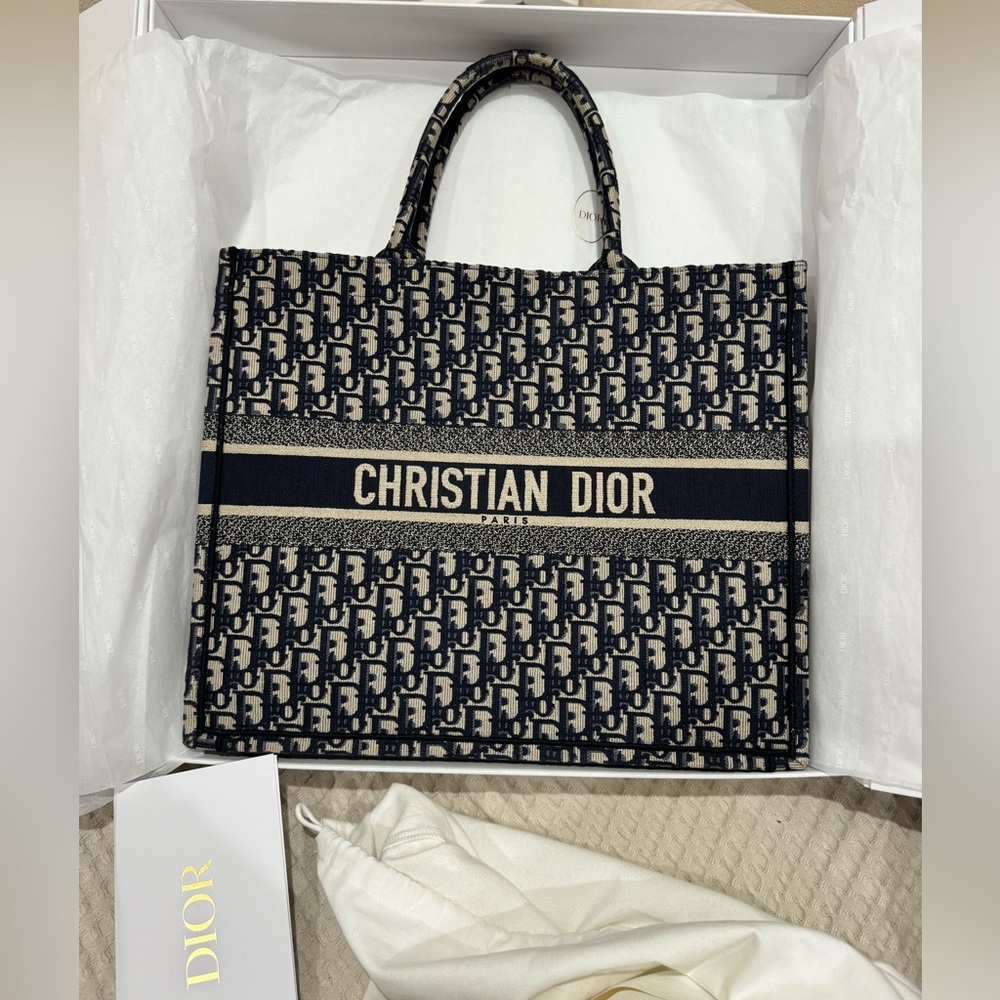Christian Dior large canvas book tote